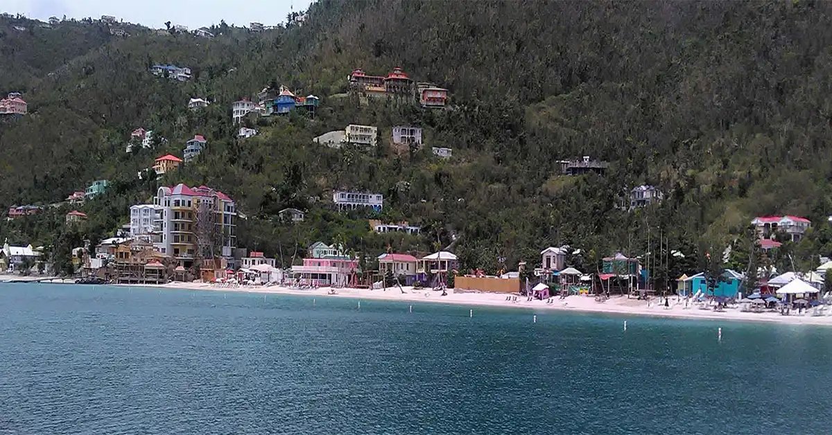 Panoramic view of Cane Garden Bay Beach in Tortola.